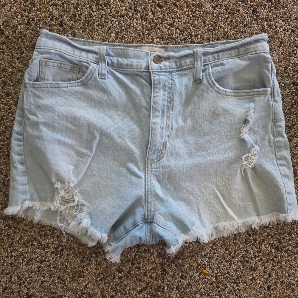 Universal Thread Highest Rise Shortie Shorts Light Wash Distressed Denim 10R